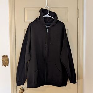 Men's Black Full Zip Sweatshirt With Hood, Fruit of the Loom 2XB